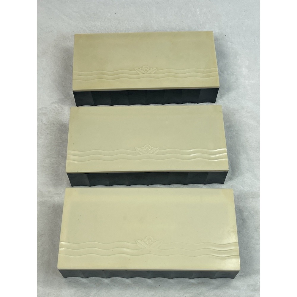 Vintage Community Plate Flatware Trinket Storage Box Set 3 Ivory Black MCM Case